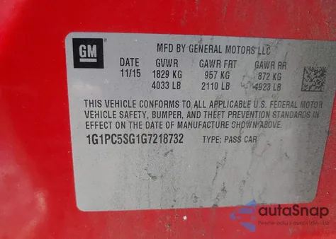 2016 Chevrolet Cruze Limited Ls Auto z USA, uszkodzony, nr VIN 1G1PC5SG1G7218732